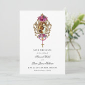Save The Date Bright Bold Magenta Floral & Mariage photo (Debout devant)