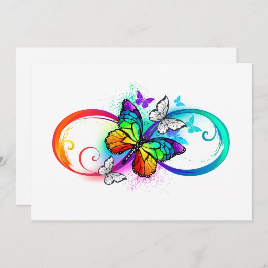 Save The Date Bright infinity with rainbow butterfly (Devant / Derrière)