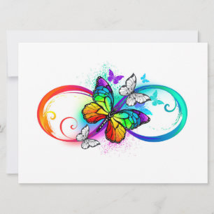 Save The Date Bright infinity with rainbow butterfly