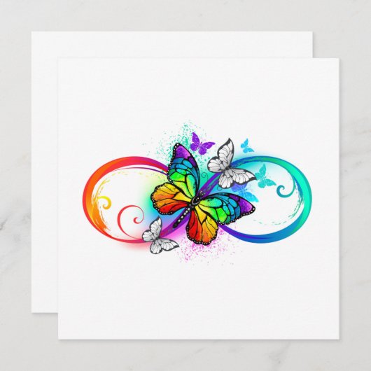 Save The Date Bright infinity with rainbow butterfly (Devant / Derrière)