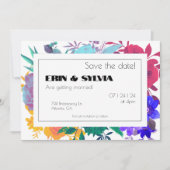 Save The Date Bright Rainbow Botanical Mariage (Devant)