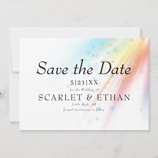 Save The Date Bright Rainbow Bubble Light Mariage LGBTQ (Devant)