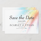 Save The Date Bright Rainbow Bubble Light Mariage LGBTQ (Devant / Derrière)