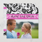 Save The Date Bright rose Damask Fils mariage Enregistrer la dat (Devant / Derrière)