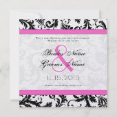 Save The Date Bright rose Damask Fils mariage Enregistrer la dat (Dos)