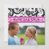 Save The Date Bright rose Damask Fils mariage Enregistrer la dat (Devant)
