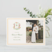 Save The Date Bright Tropical Palm Tree Crest Beach Wedding (Debout devant)
