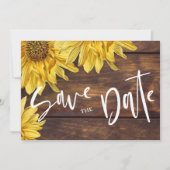 Save The Date Bright Yellow Sunflower Pays Mariage de la grange (Devant)