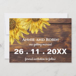 Save The Date Bright Yellow Sunflower Pays Mariage de la grange
