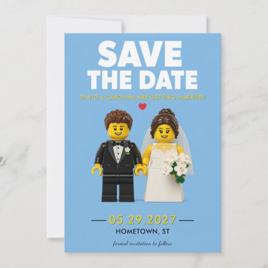 Save The Date Briques de Construction Classiques Blocs de Mariag (Devant)