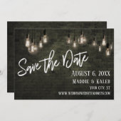 Save The Date Briques et lumières Edison Enregistrer la date ave (Devant / Derrière)