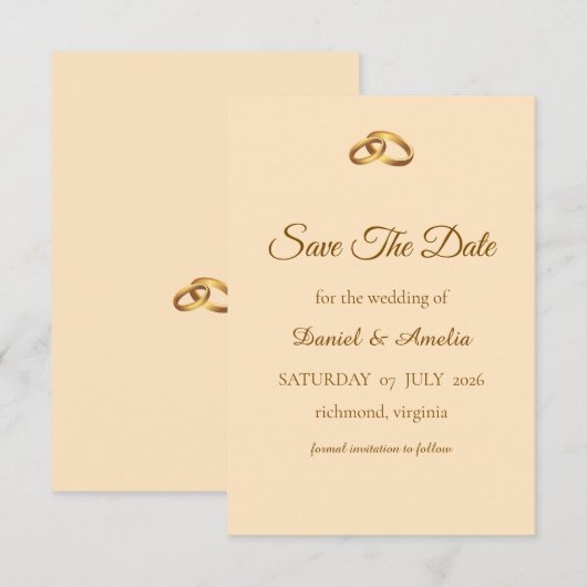 Save The Date Bronze Monogramme Enregistrer la Date (Devant / Derrière)
