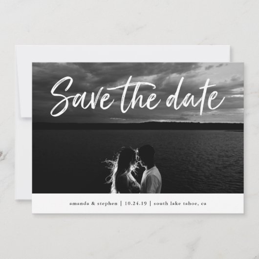 Save The Date Brosse décontractée | Photo Enregistrer la date (Devant)