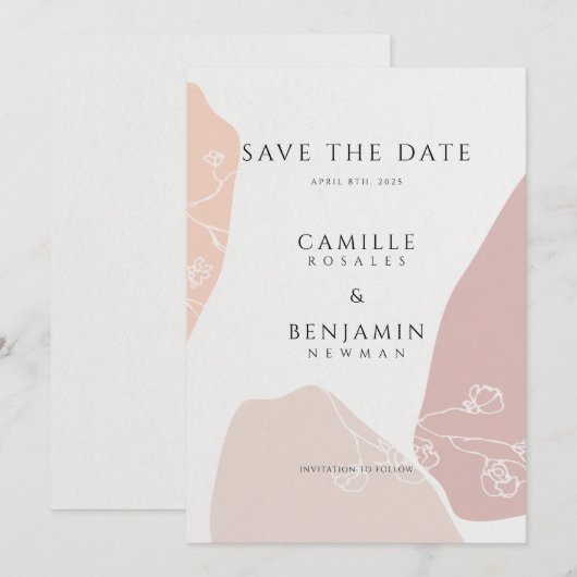 Save The Date Brosse florale Botanique Simple (Devant / Derrière)