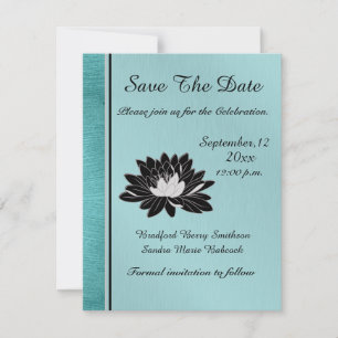 Save The Date Brosse métallique sarcelle pour mariage, floral no