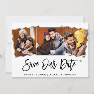 Save The Date Brosse moderne Script 3 Photo Enregistrer notre ca