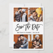 Save The Date Brosse moderne Script 4 Collage photo (Devant)