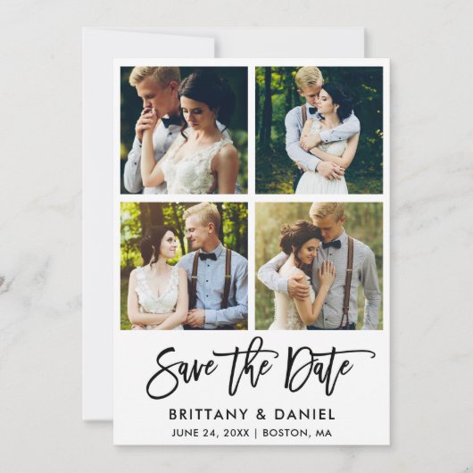 Save The Date Brosse moderne Script 4 photo (Devant)