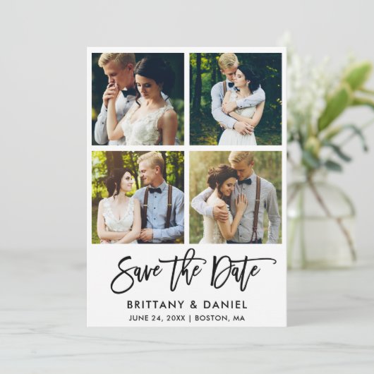 Save The Date Brosse moderne Script 4 photo (Debout devant)