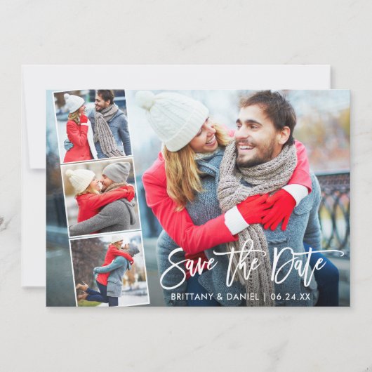 Save The Date Brosse moderne Script 4 photo (Devant)