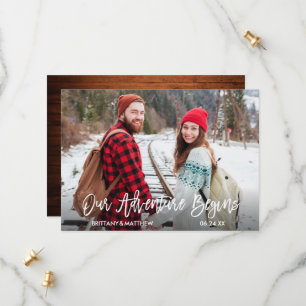 Save The Date Brosse moderne Script Bois Notre aventure commence