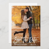 Save The Date Brosse moderne Script Couple Photo (Devant / Derrière)