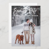 Save The Date Brosse moderne Script Couple Photo Enregistrer la  (Devant / Derrière)