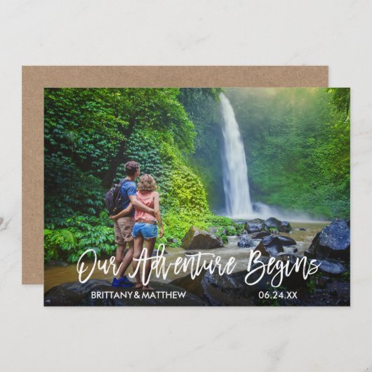 Save The Date Brosse moderne Script Kraft Notre aventure commenc (Devant / Derrière)