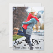 Save The Date Brosse Moderne Script Photo Enregistrer La Date Ca (Devant)