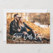 Save The Date Brosse moderne Script photo Enregistrer notre cart (Devant)