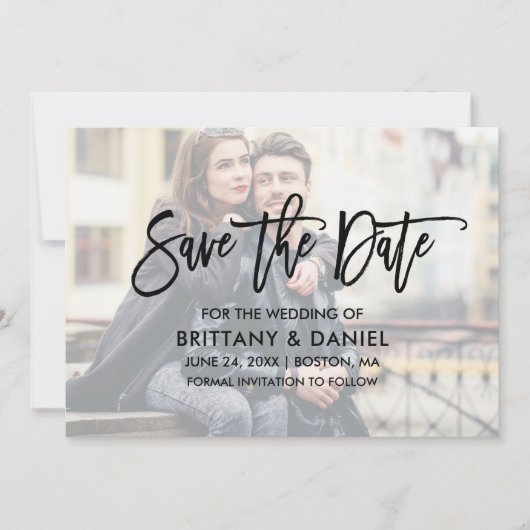 Save The Date Brosse moderne superposer le script Enregistrer la (Devant)