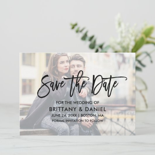 Save The Date Brosse moderne superposer le script Enregistrer la (Debout devant)