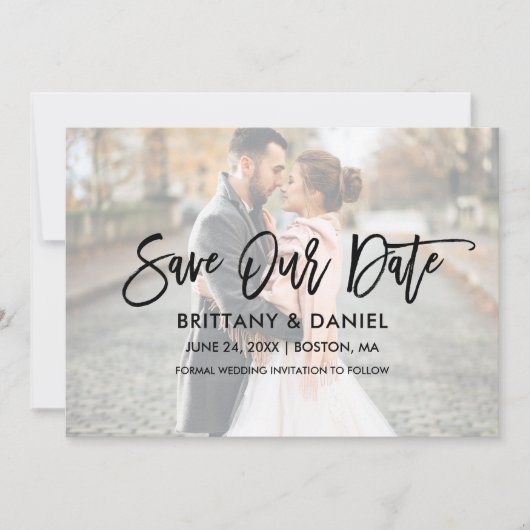 Save The Date Brosse moderne superposition de script Enregistrer (Devant)