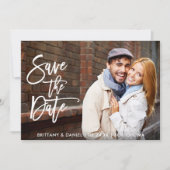 Save The Date Brosse Script Couple Photo Enregistrer La Date Car (Devant)