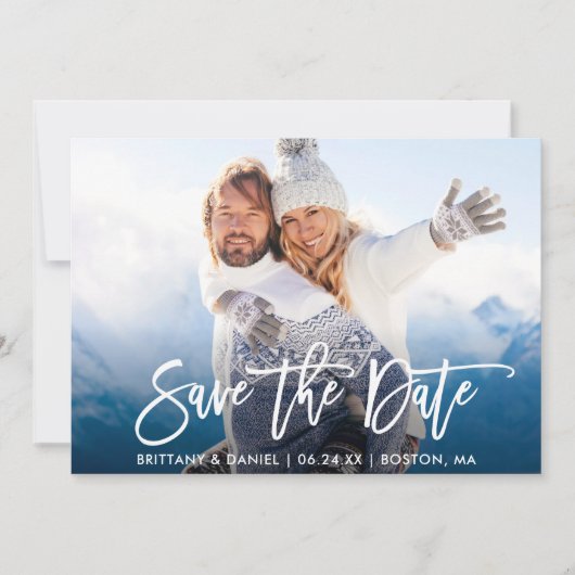 Save The Date Brosse Script Enregistrer La Date Couple Photo Car (Devant)