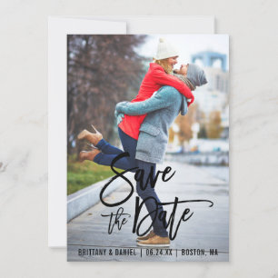 Save The Date Brosse Script Enregistrer La Date Photo Fiançaille