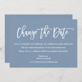 Save The Date Brosse Script Modifier La Date Dusty Blue Card (Devant / Derrière)