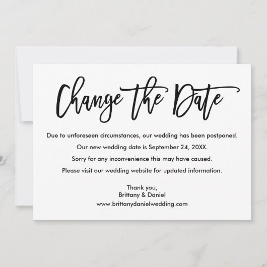 Save The Date Brosse Script Modifier La Date Nouveau Mariage Dat (Devant)