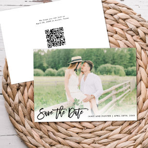 Save The Date Brosse Script Photo Minimaliste Horizontal