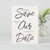 Save The Date Brosse Typographie Noir Mariage Unique Non Photo (Debout devant)