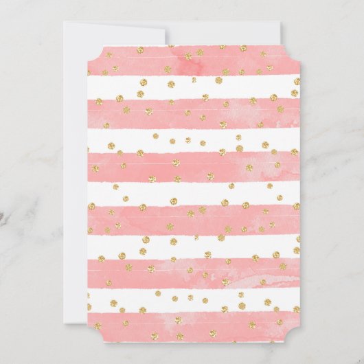 Save The Date Brousse rose avec Mariage Confetti Or (Dos)