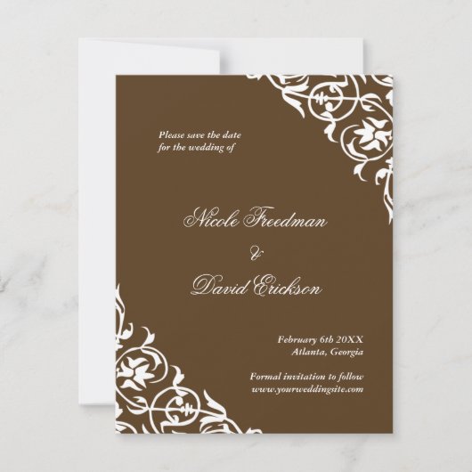 Save The Date Brown fière classe scroll mariage enregistrer la d (Devant)
