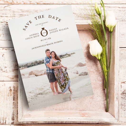 Save The Date Brown minimaliste simple Mariage photo personnalis