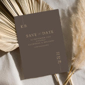 Save The Date Brown moderne Élégant Mariage Monogramme