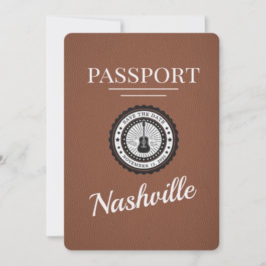 Save The Date Brown Nashville Passport Enregistrer La Date (Devant)