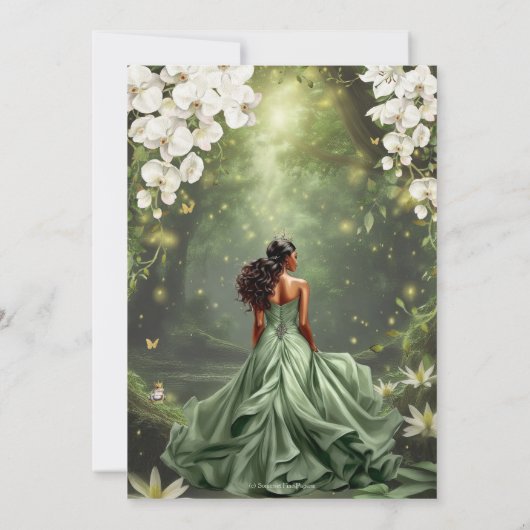 Save The Date Brown Princess and Frog Sage Green Quinceanera 16 (Dos)