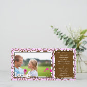 Save The Date Brown Swirl Damask & Gerbers on Blue Enregistrer l (Debout devant)