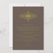 Save The Date Brown Trendy Lace Flourish Initials Wedding Photo (Dos)