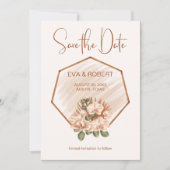 Save The Date Brown vert orchidée Boho Eucalyptus Mariage (Devant)