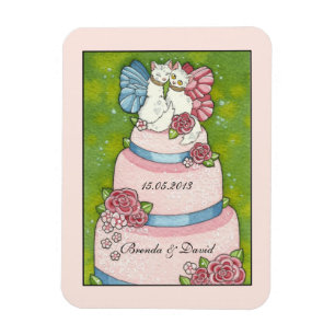 Save the Date Bruiloft Leuke Kat Taart Topper Magn Magneet